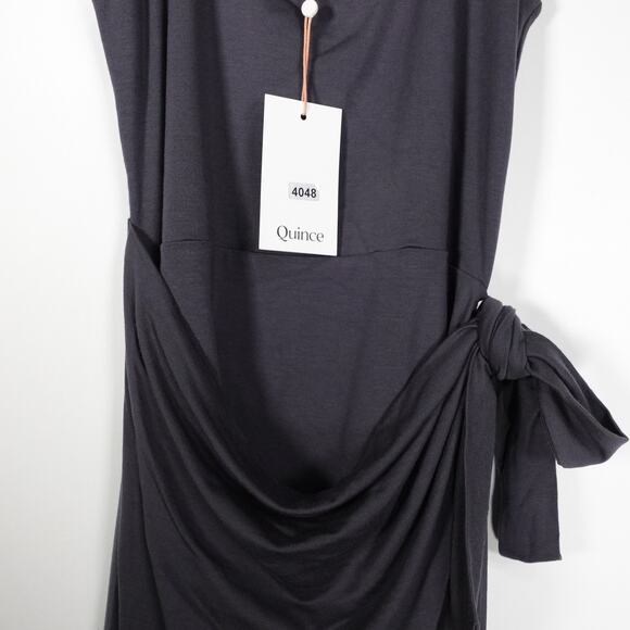 New Quince Carbon Gray Tencel Jersey Side Tie Dress Midi Wrap Women Small 404880 - Picture 5 of 11